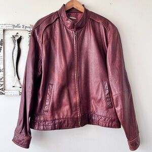 Vintage Members Only By Europe Craft Brown Leather Men’s Bomber Jacket Size 44 L